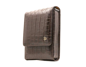 Brown alligator-embossed leather holster with SP emblem